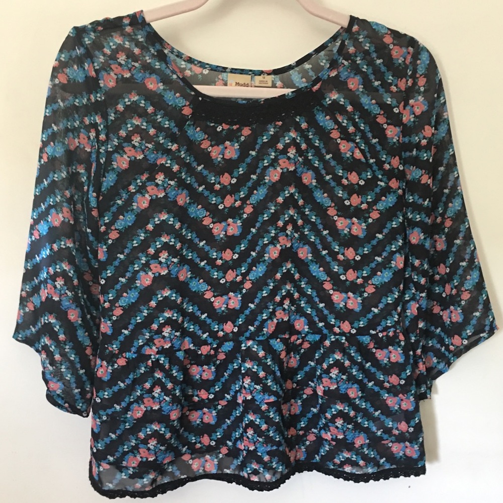 💲 Mudd girls floral sheer top size 12